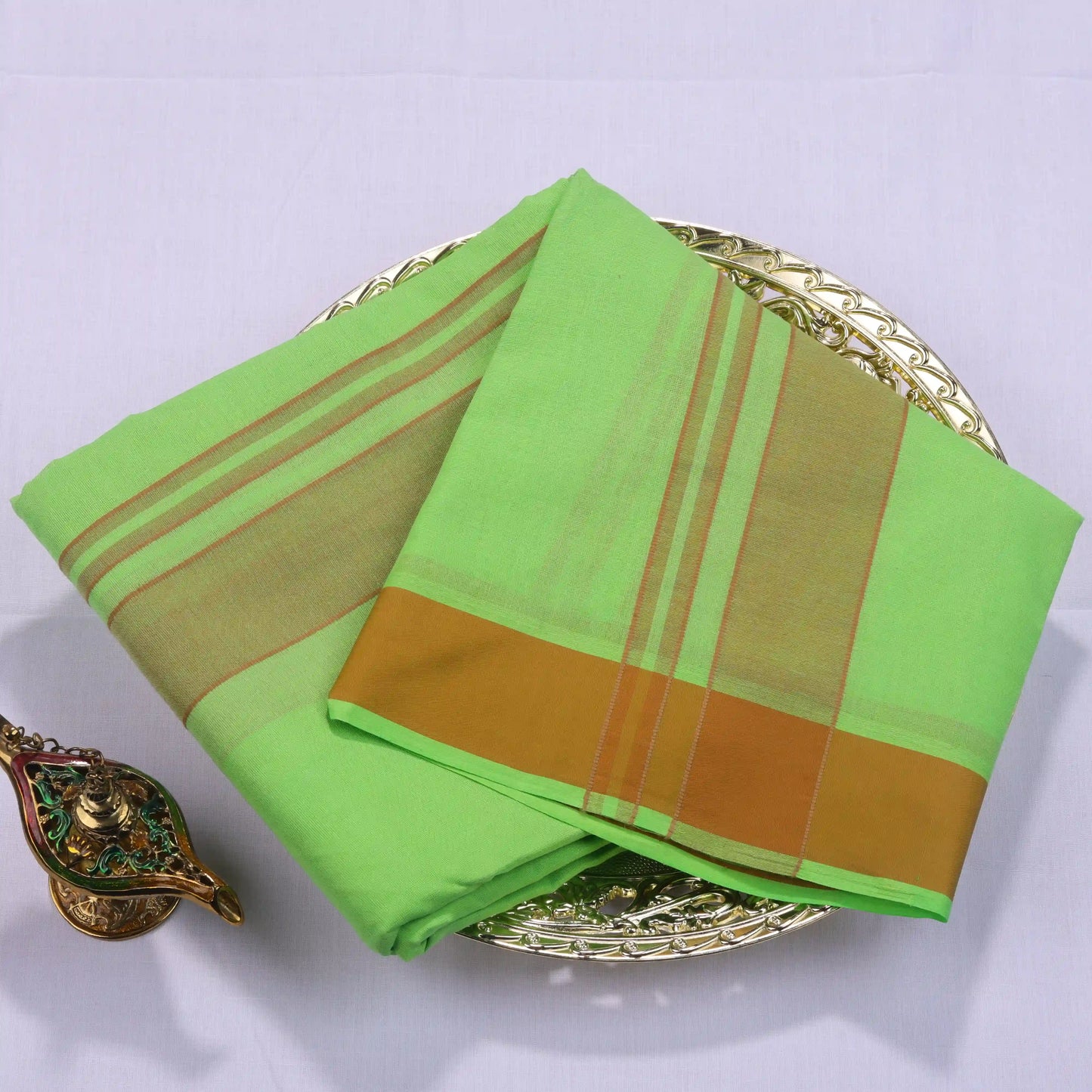 Horad Gundanju Cotton Parrot Green 2" Dhoti