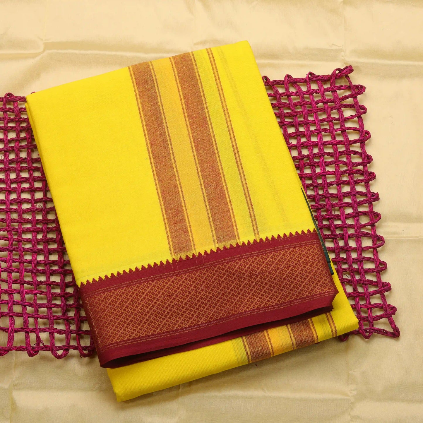 Horad Korvai Cotton Yellow 10 KAN Dhoti