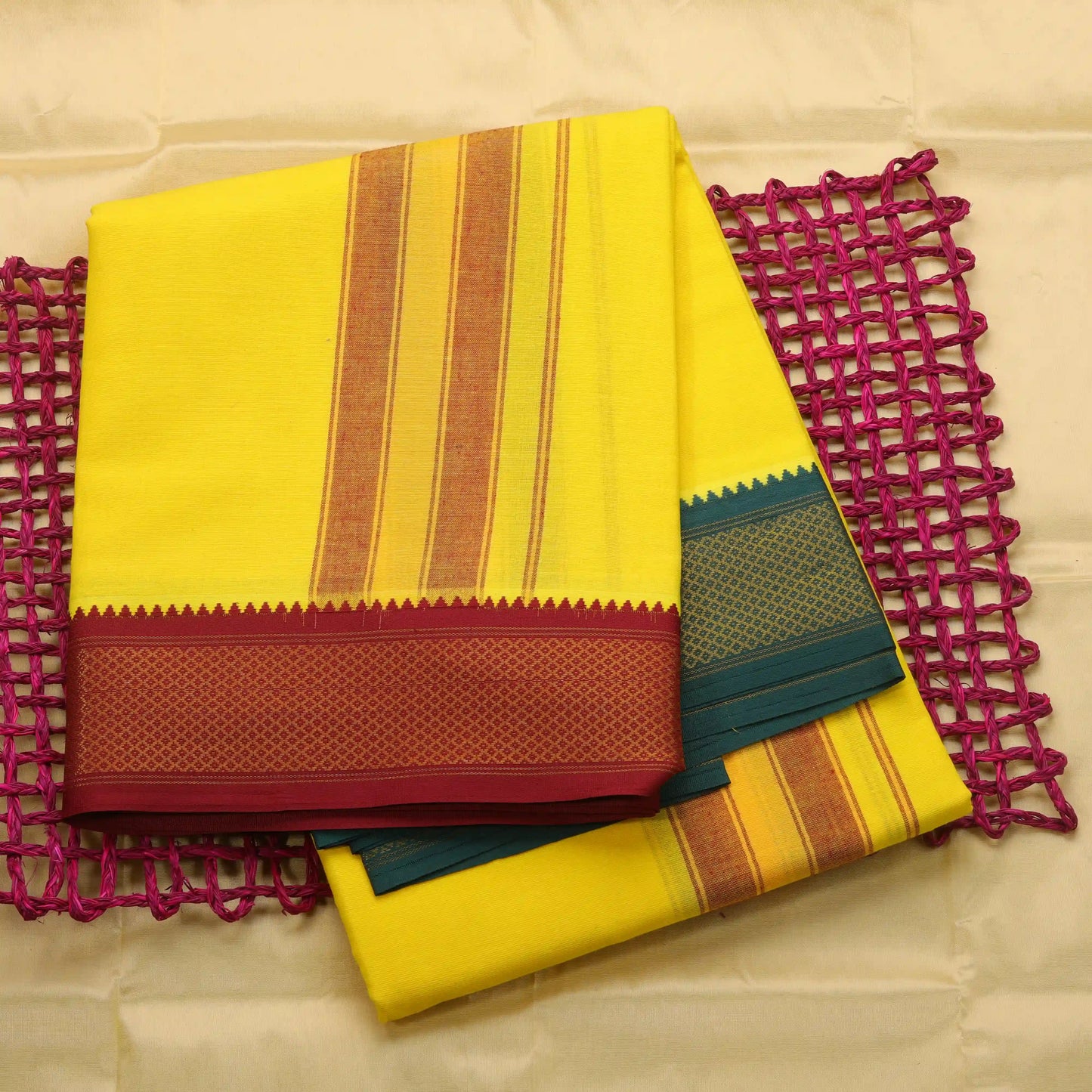 Horad Korvai Cotton Yellow 10 KAN Dhoti