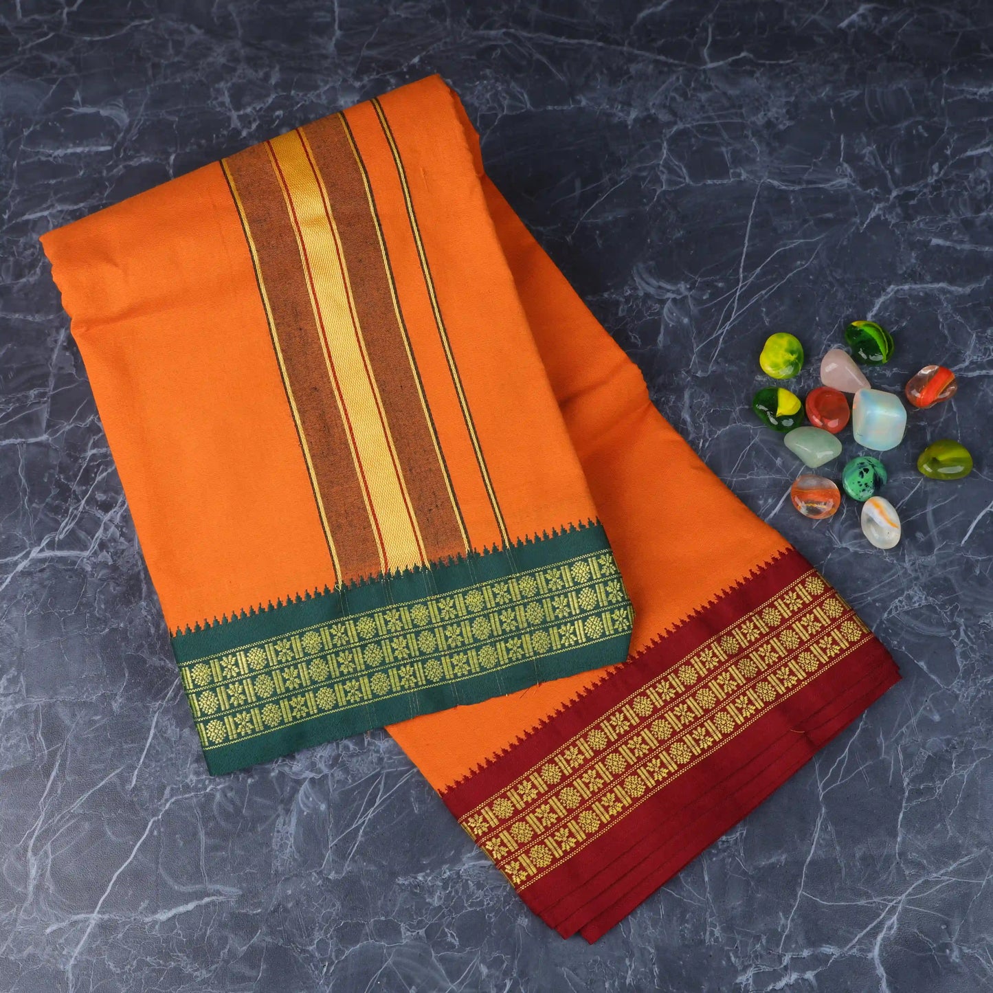 Horad Padayappa Special Cotton Dark Orange Dhoti