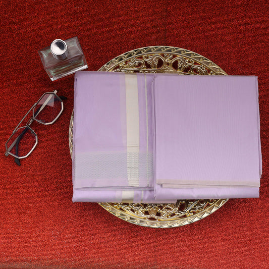 Horad Premium Art Silk Lavender Dhoti with Shirt Material