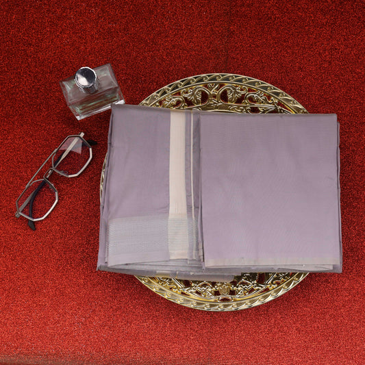 HORAD Premium Art Silk  Dark Lavender Dhoti with Shirt Material