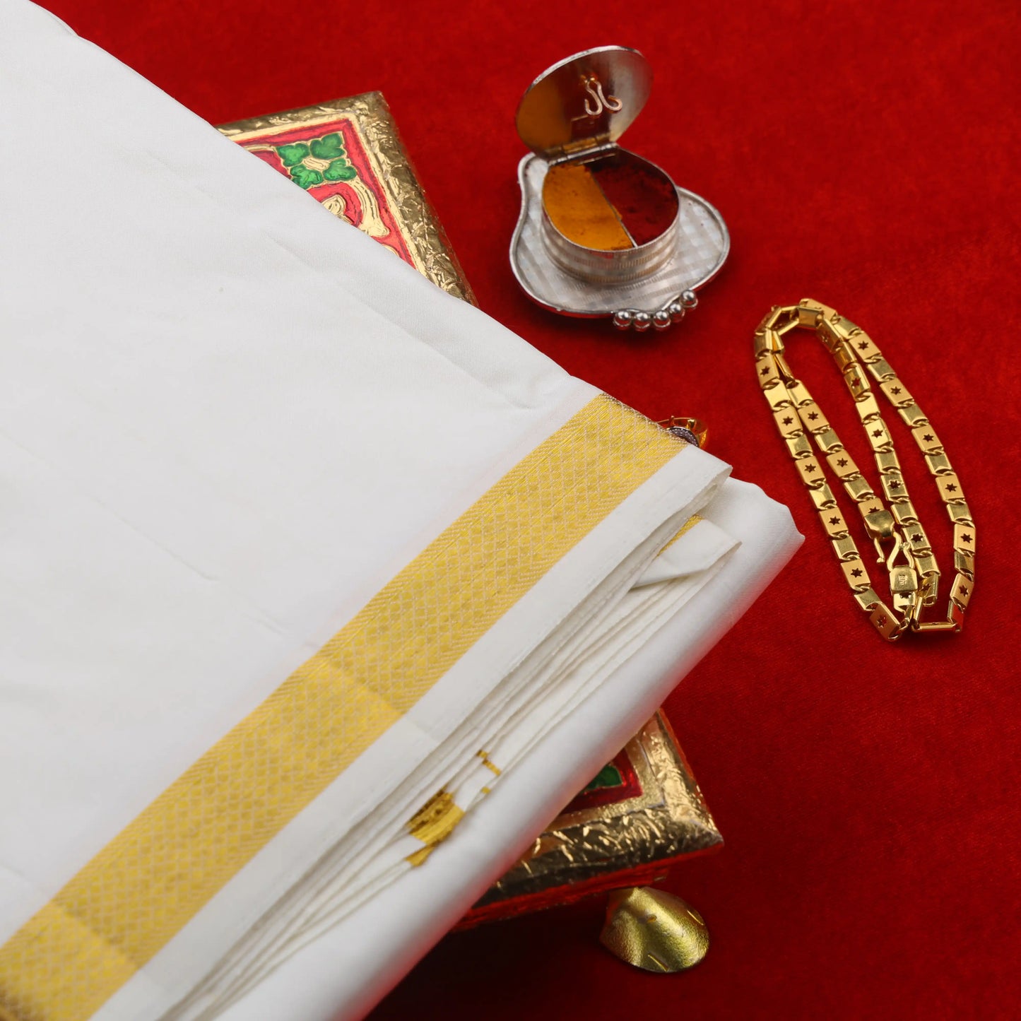 Horad Pure Silk Cream 0.50” Dhoti (10X6)