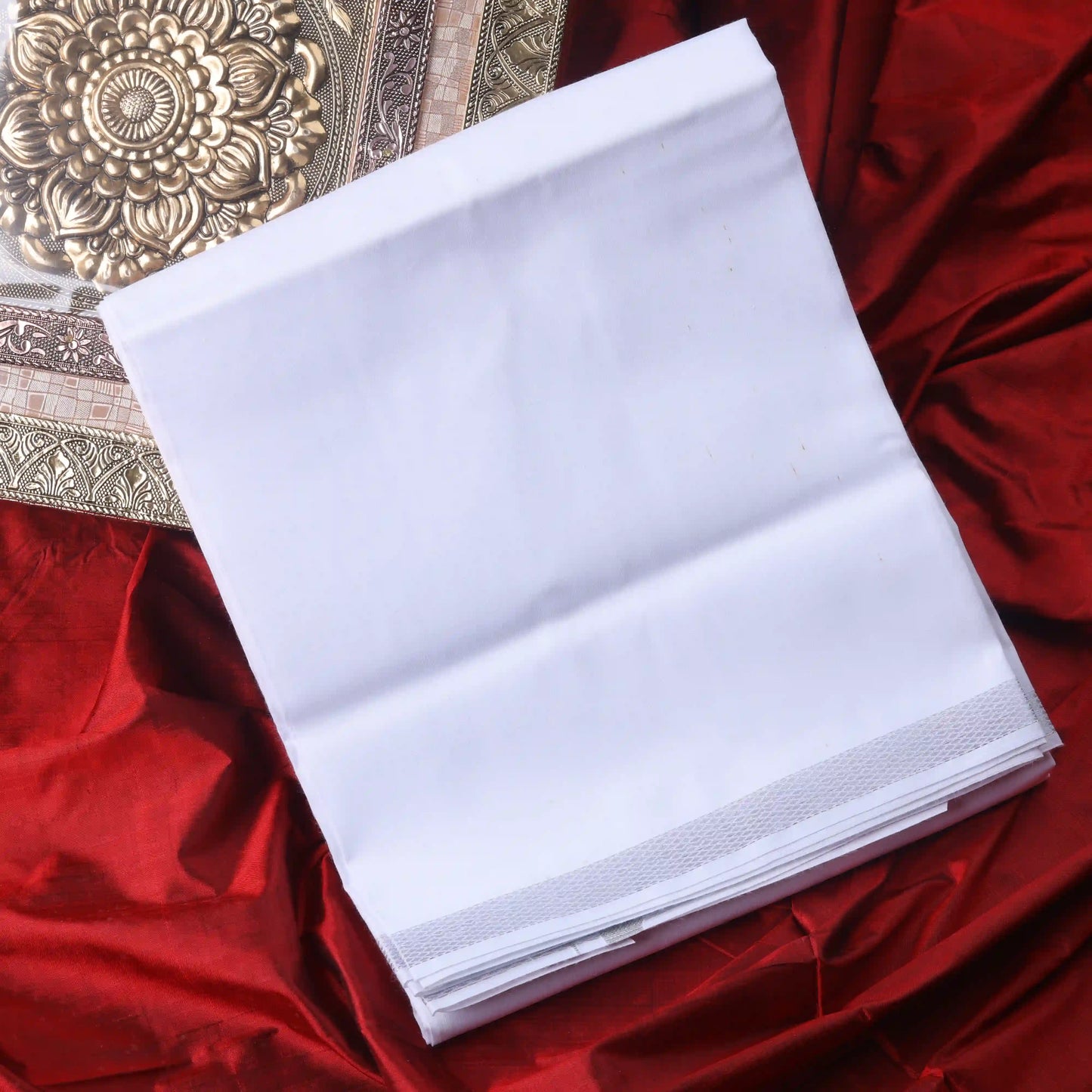 Horad Pure Cotton Pack of 2 Silver Zari 0.25 " Dhoties