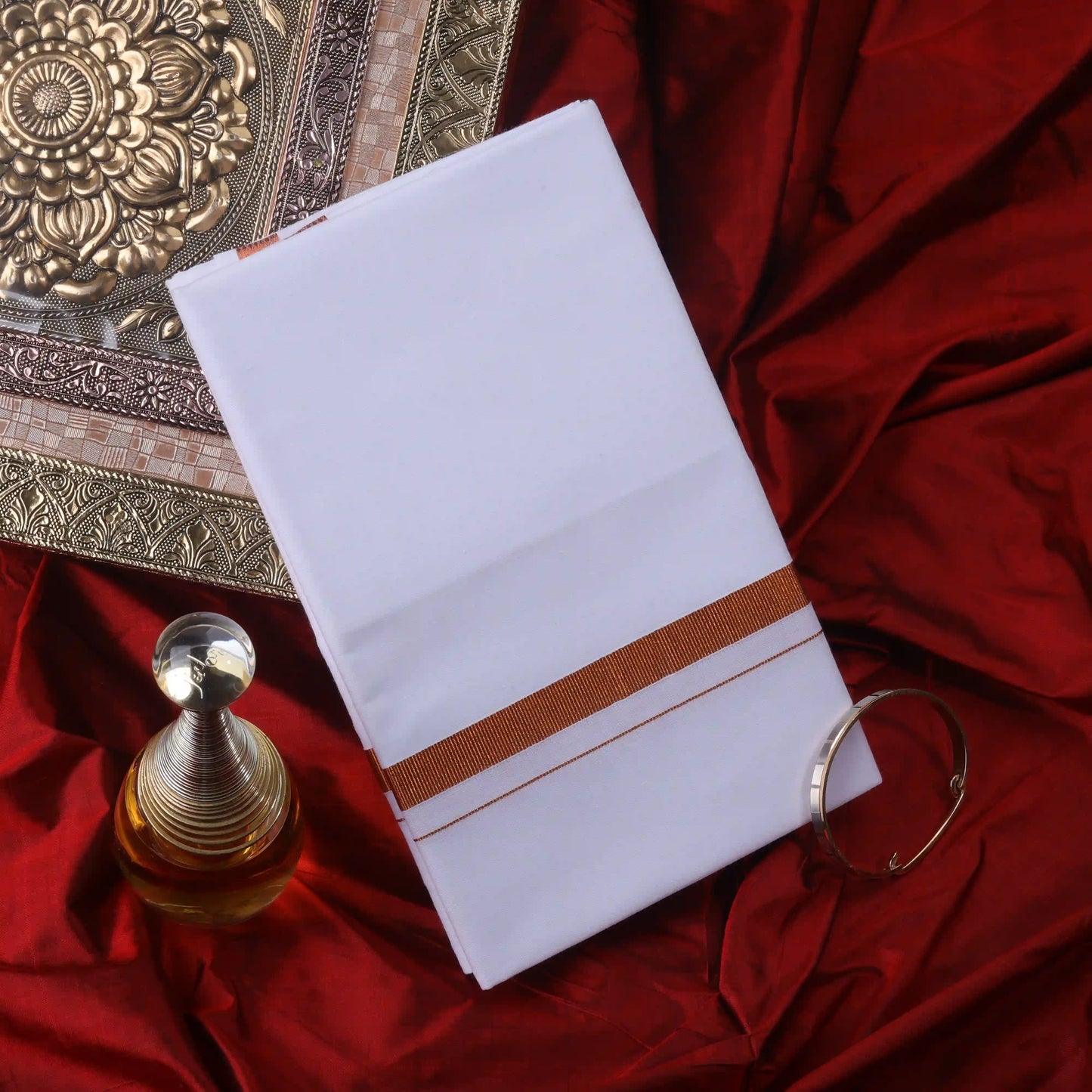 Horad Pure Cotton Copper Zari 0.25" Dhoti