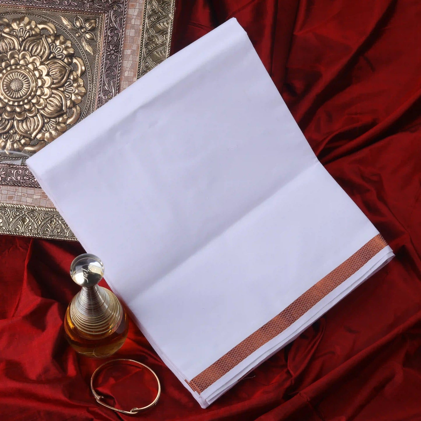 Horad Pure Cotton Copper Zari 0.25" Dhoti