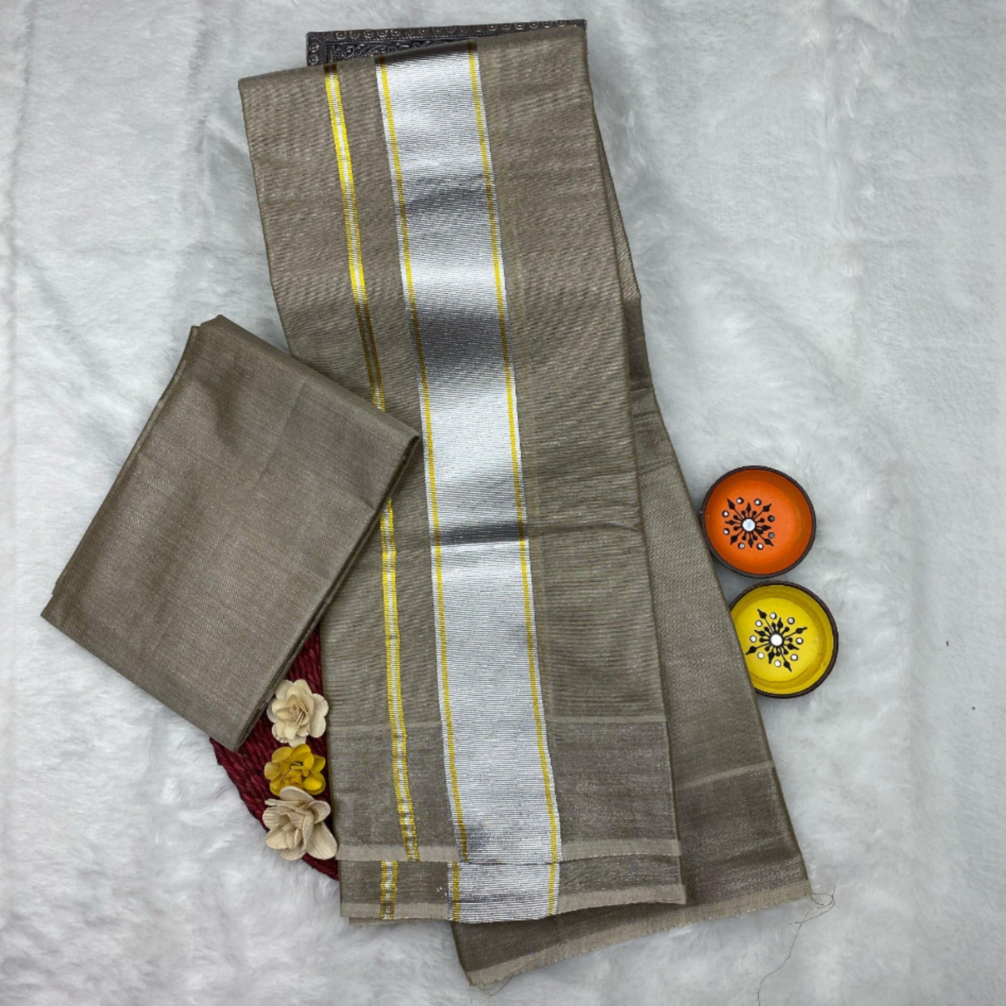 HORAD Kora Cotton Dark Grey Shirt Material with Dhoti