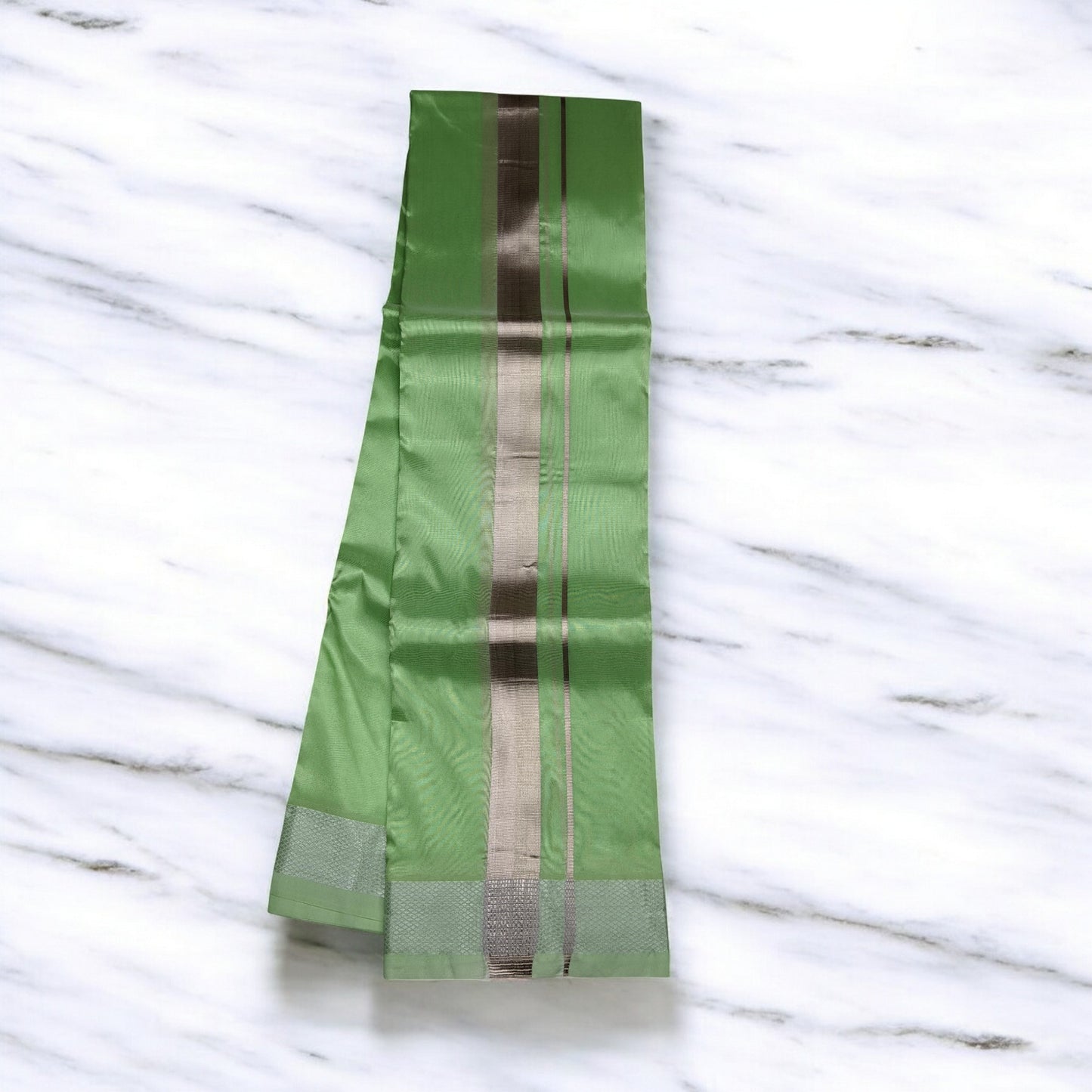 Horad Premium Art Silk Apple Green Dhoti