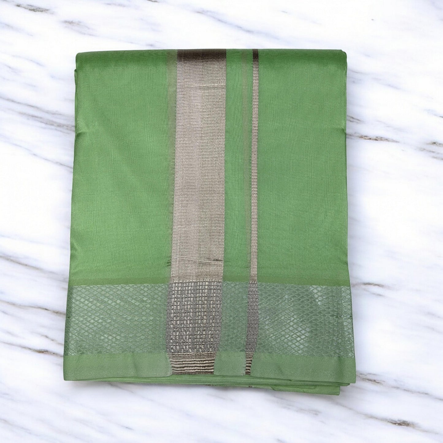 Horad Premium Art Silk Apple Green Dhoti