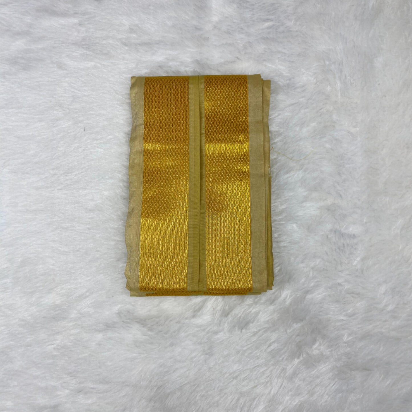 Horad Premium Art Silk Dad and Son Dark Gold Shirt + Dhoti + Angavastram + Belt