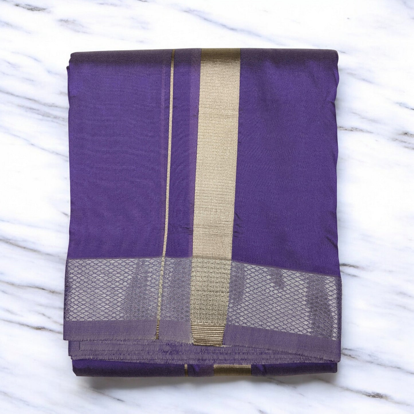 Horad Premium Art Silk Dark Voilet Dhoti