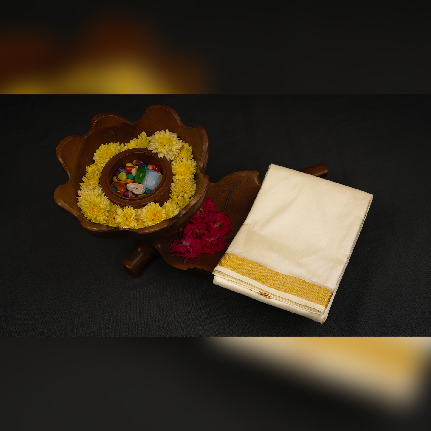 Horad Silk Blend Half White 1.00” Dhoti (9X5)