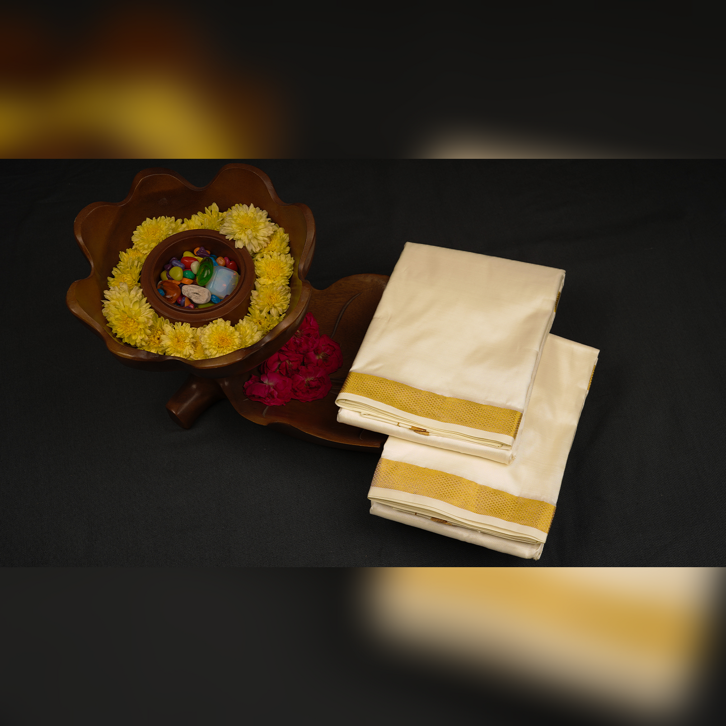 Horad Silk Blend Half White 1.00” Dhoti (9X5)