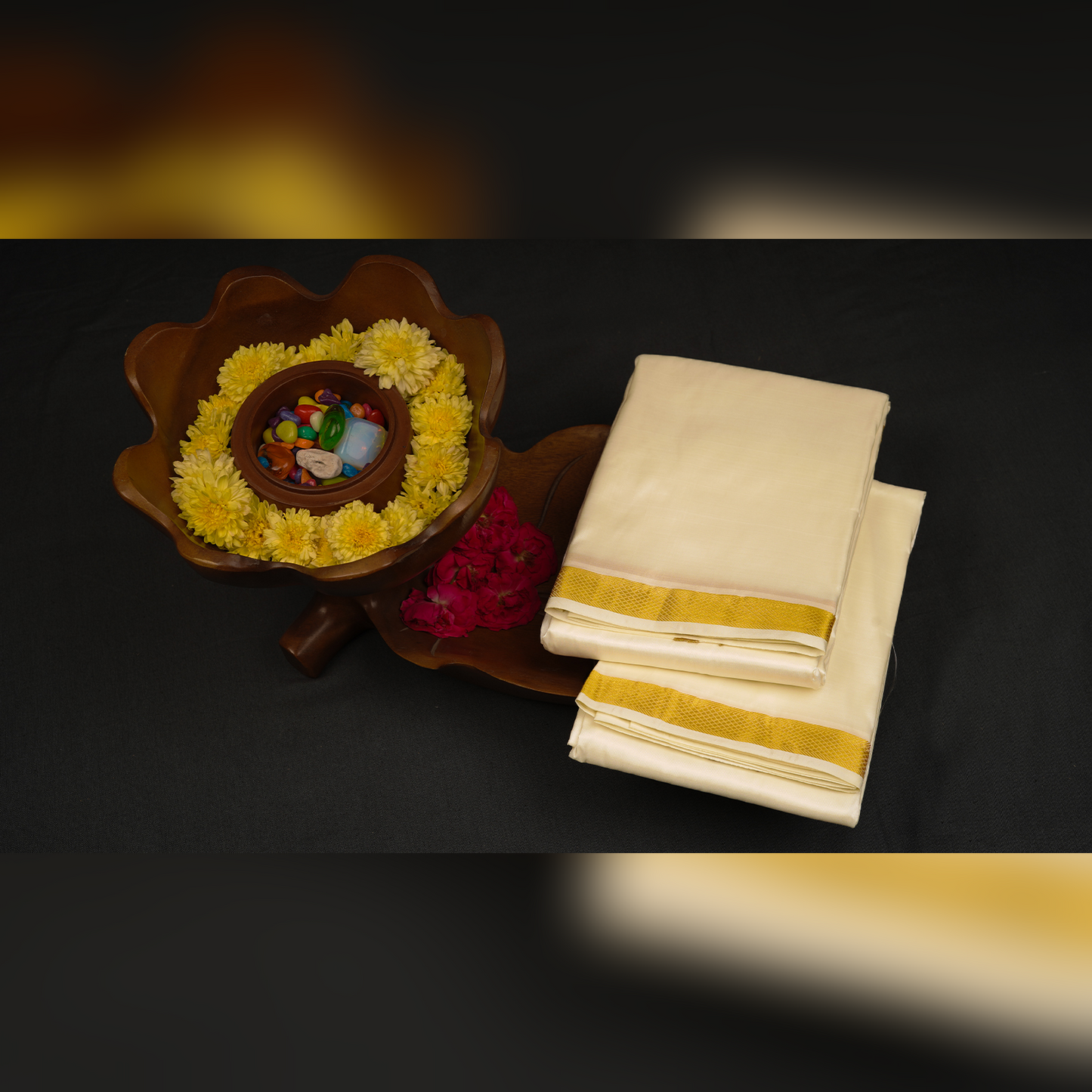 Horad Silk Blend Half White 0.75” Dhoti (10X6)