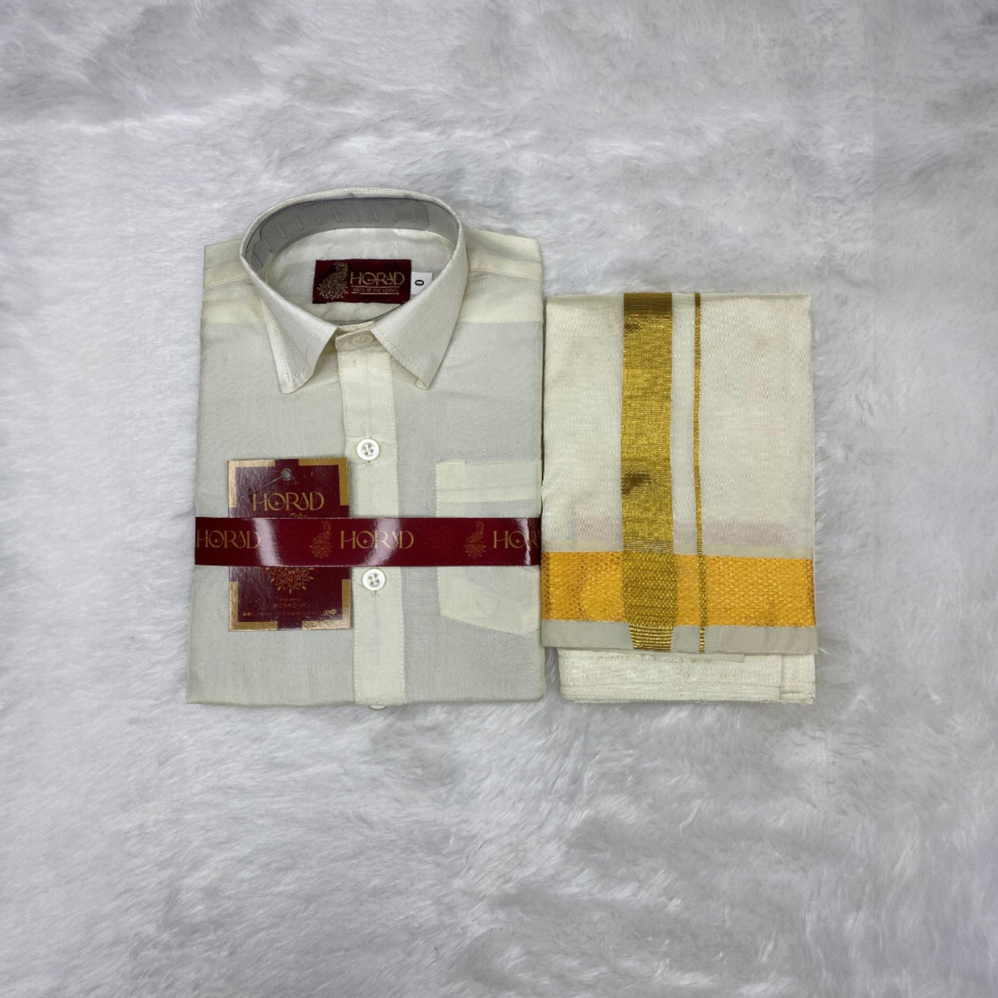 Horad Premium Art Silk Cream with Gold Kids Set