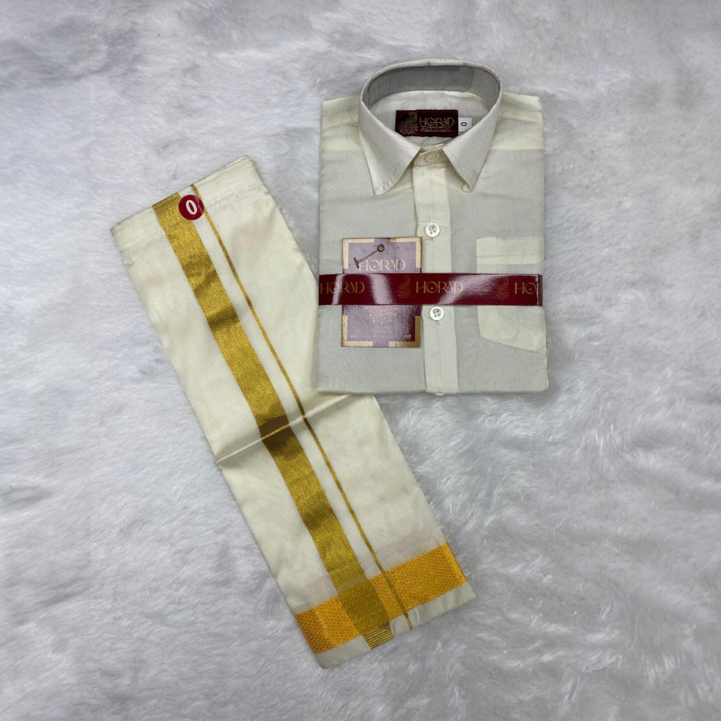 Horad Premium Art Silk Cream with Gold Kids Set