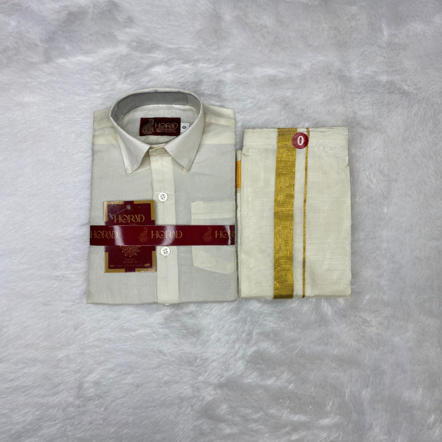 Horad Premium Art Silk Cream with Gold Kids Set