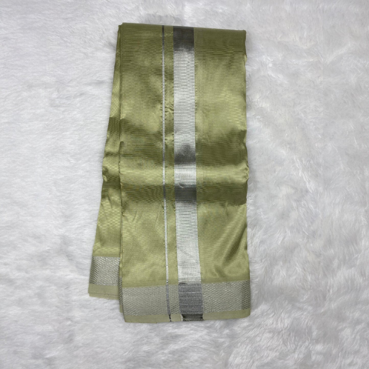 HORAD Premium Art Silk FIR.Green Dhoti + Angavastram (8X4)