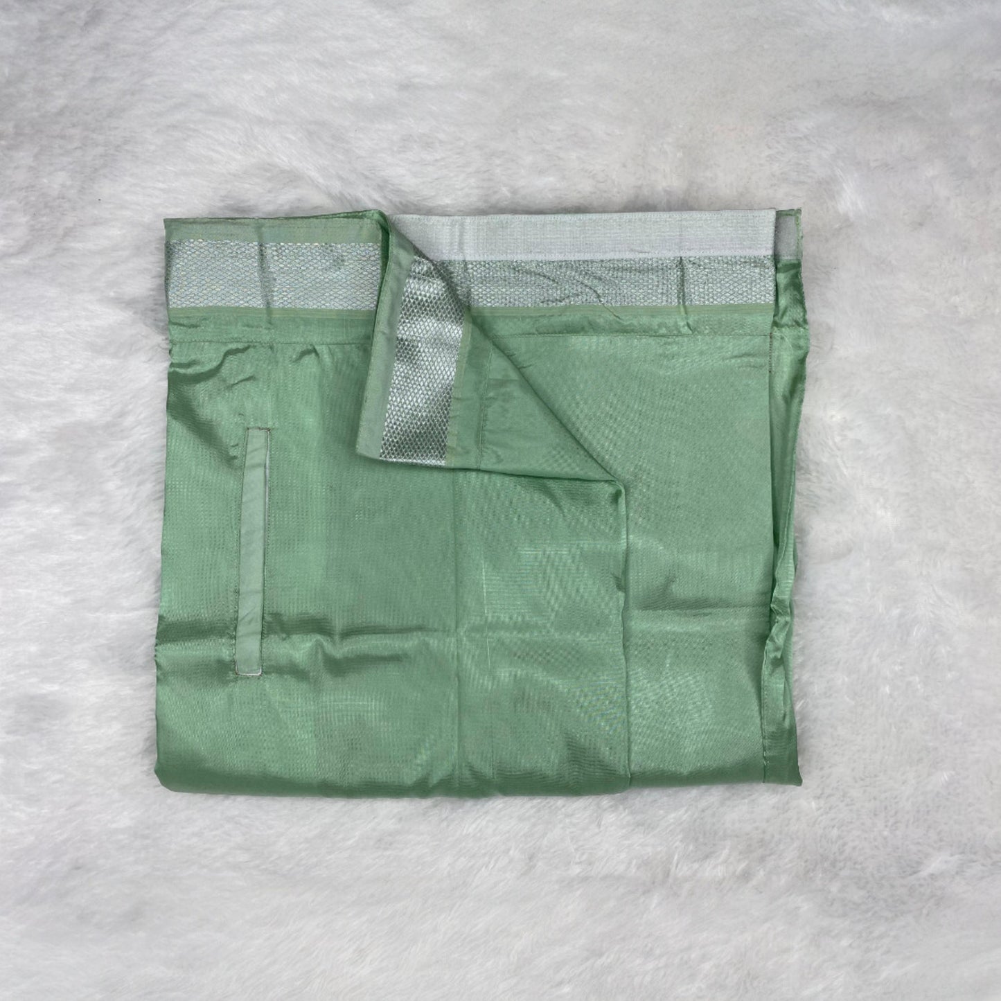 HORAD Premium Art Silk Pista Green Welcro Dhoti with Shirt Material + Angavastram