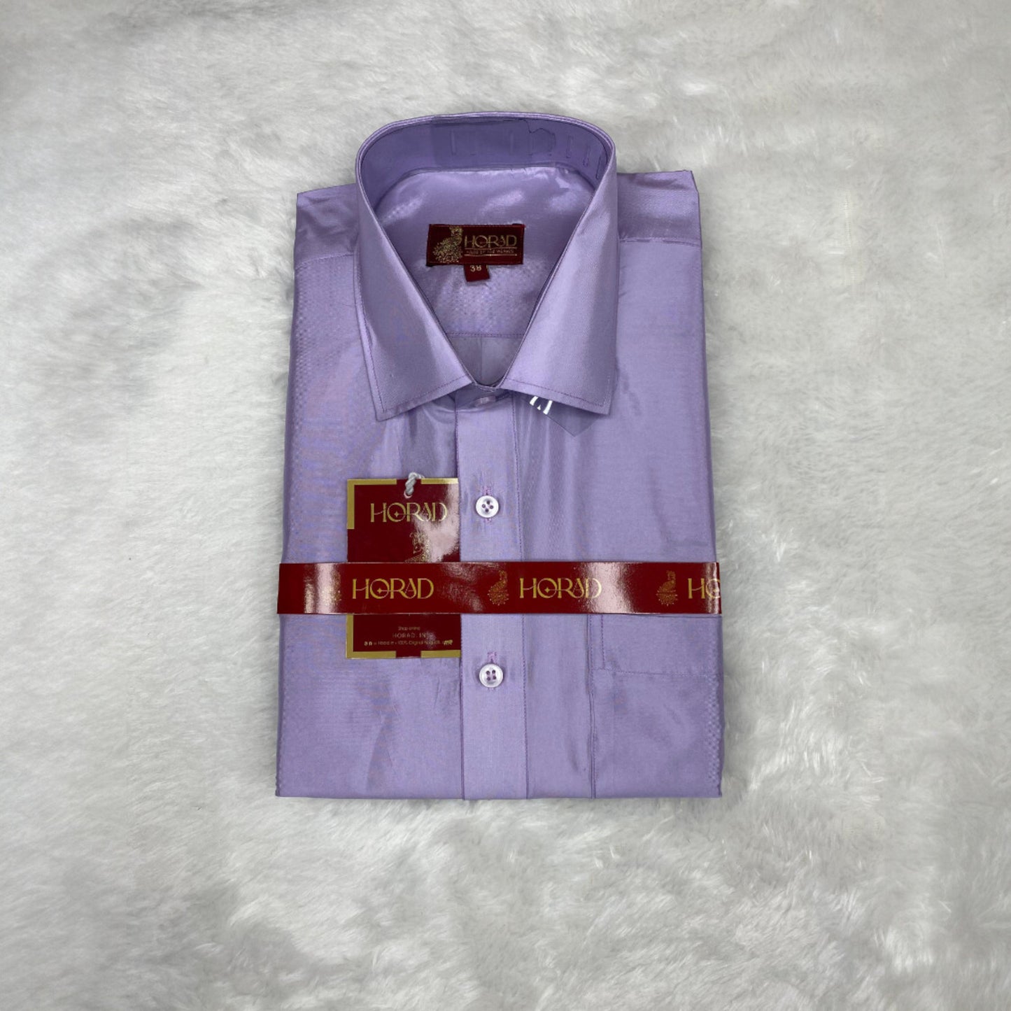 Horad Premium Art Silk Lavender Shirt + Cream with Lavender+Gold Border Dhoti + Belt