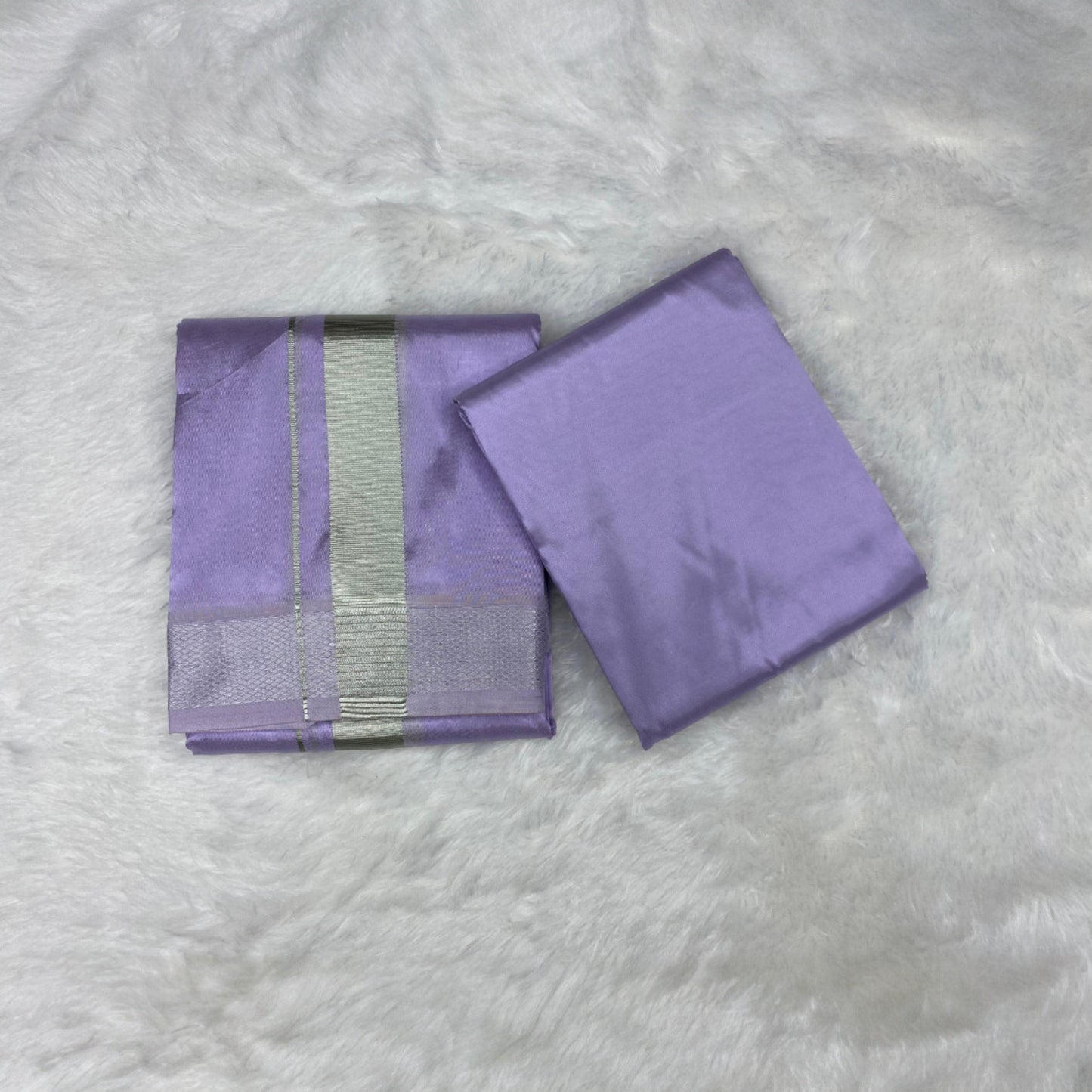 HORAD Premium Art Silk Lavender Dhoti with Shirt Material