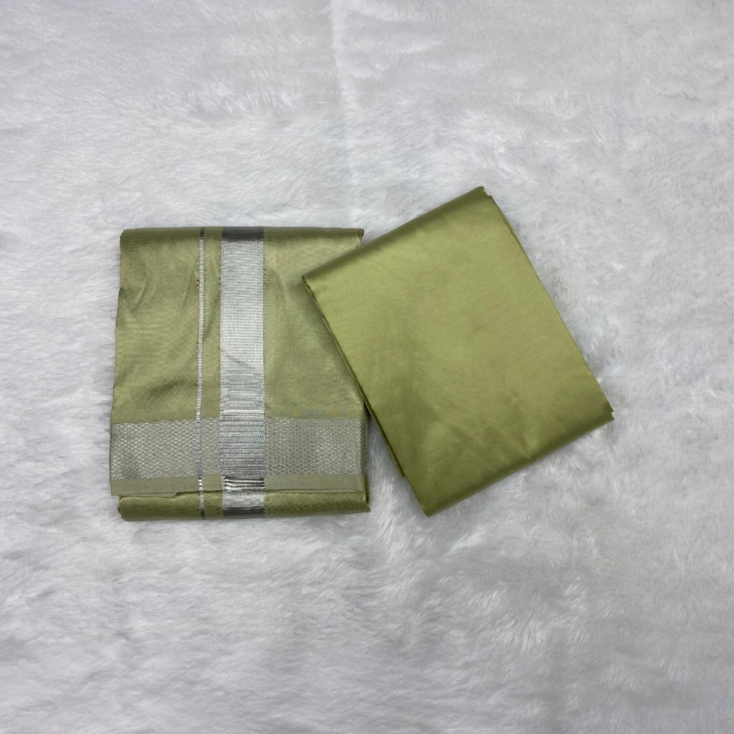 HORAD Premium Art Silk FIR.Green Dhoti with Shirt Material
