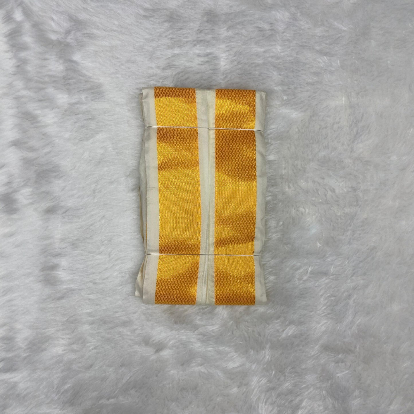 HORAD Premium Art Silk Cream Dhoti + Angavastram (8X4)