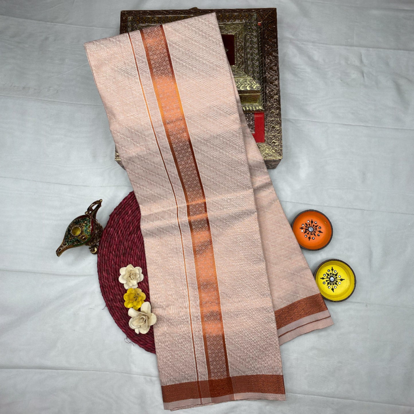 HORAD Kora Cotton Copper Emboss Shirt Material with Dhoti