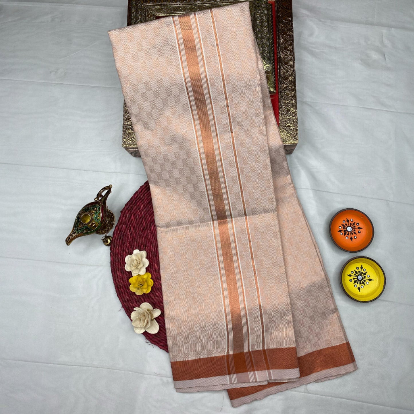 Horad Kora Cotton Emboss Copper Shirt + Dhoti