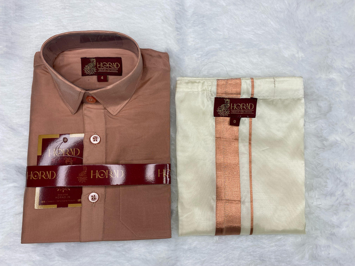Horad Premium Art Silk Copper with Cream Kids Set