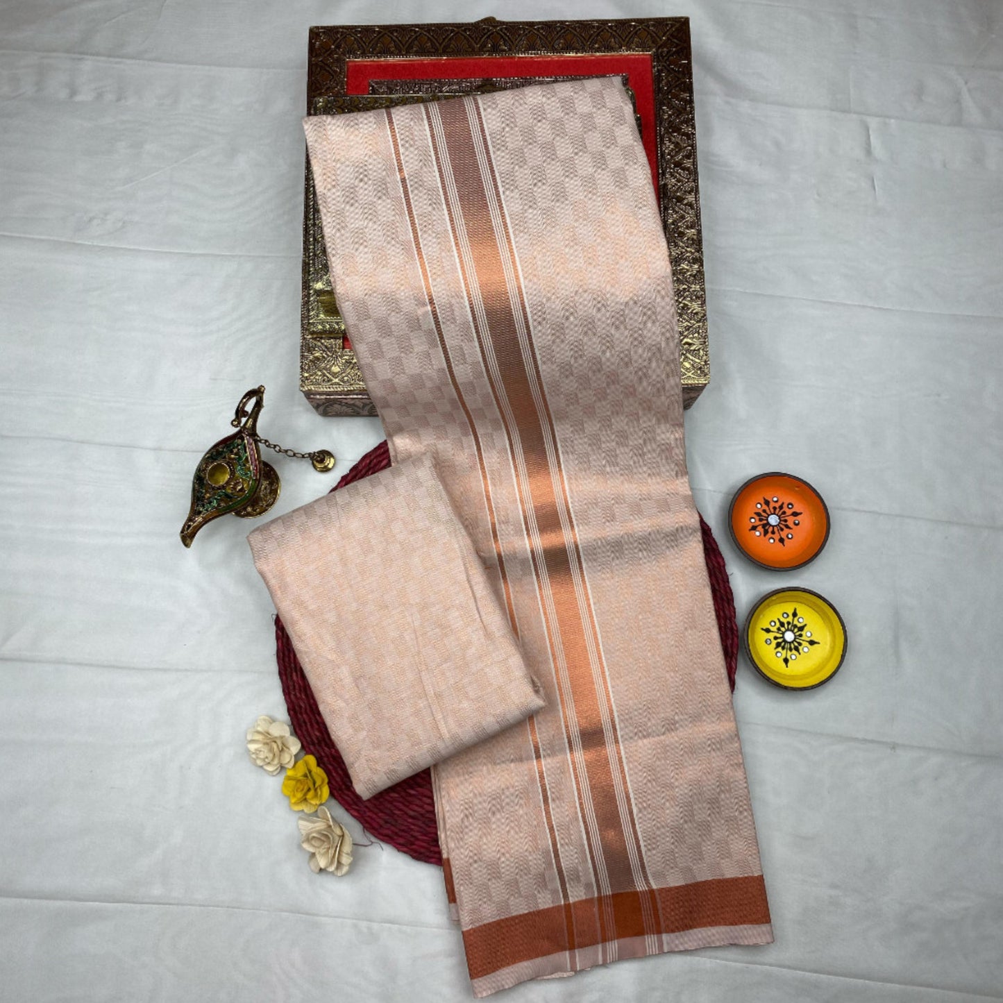 HORAD Kora Cotton Copper Emboss Shirt Material with Dhoti