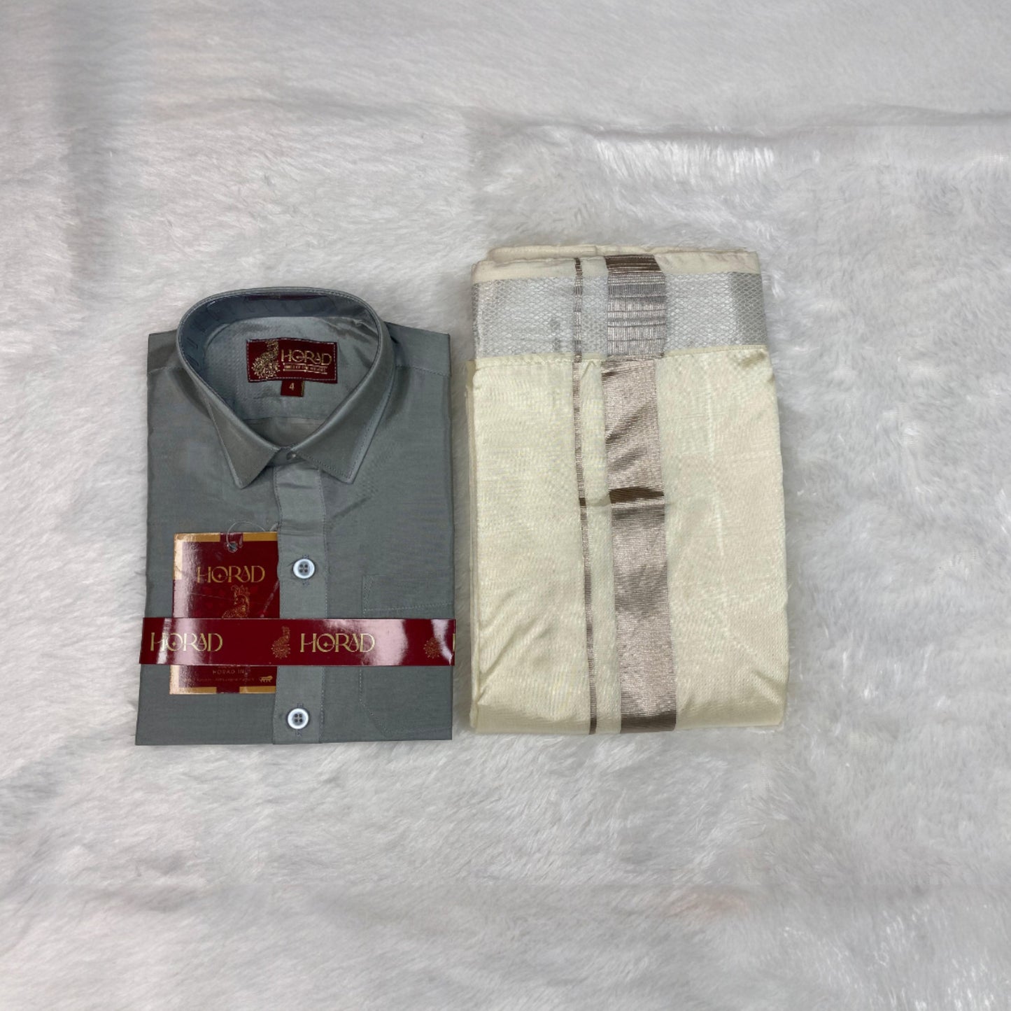 Horad Premium Art Silk Steel Grey Kids Set
