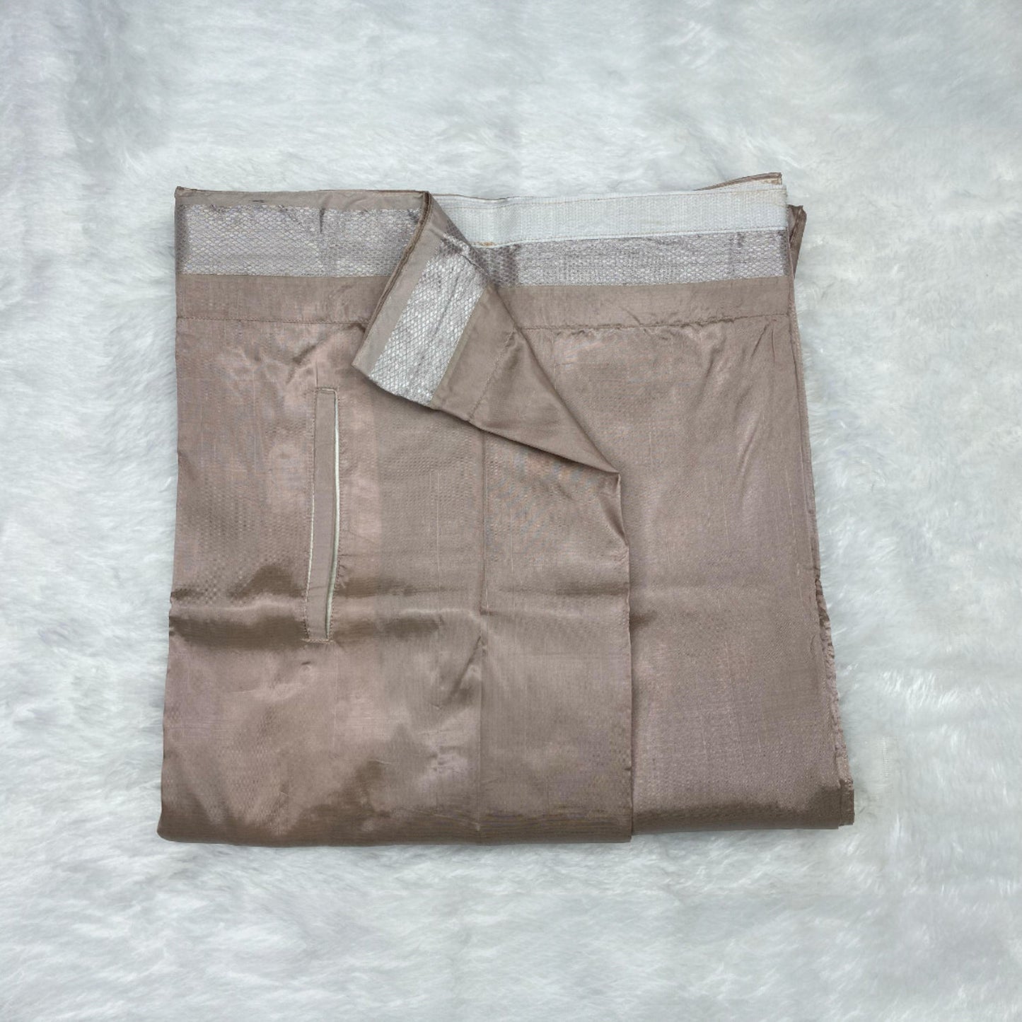 Horad Premium Art Silk Dad and Son Sandstone Shirt + Welcro Dhoti + Angavastram