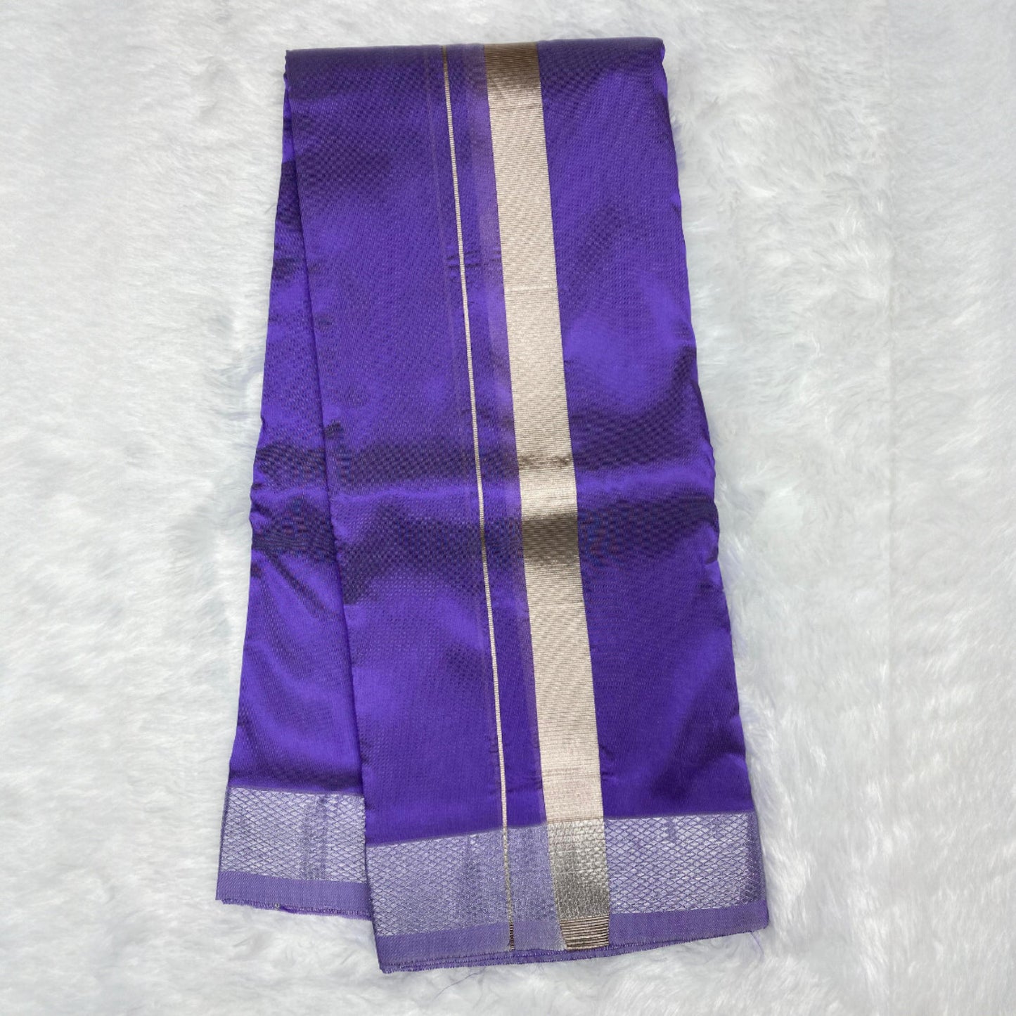 Horad Premium Art Silk Dark Voilet Dhoti