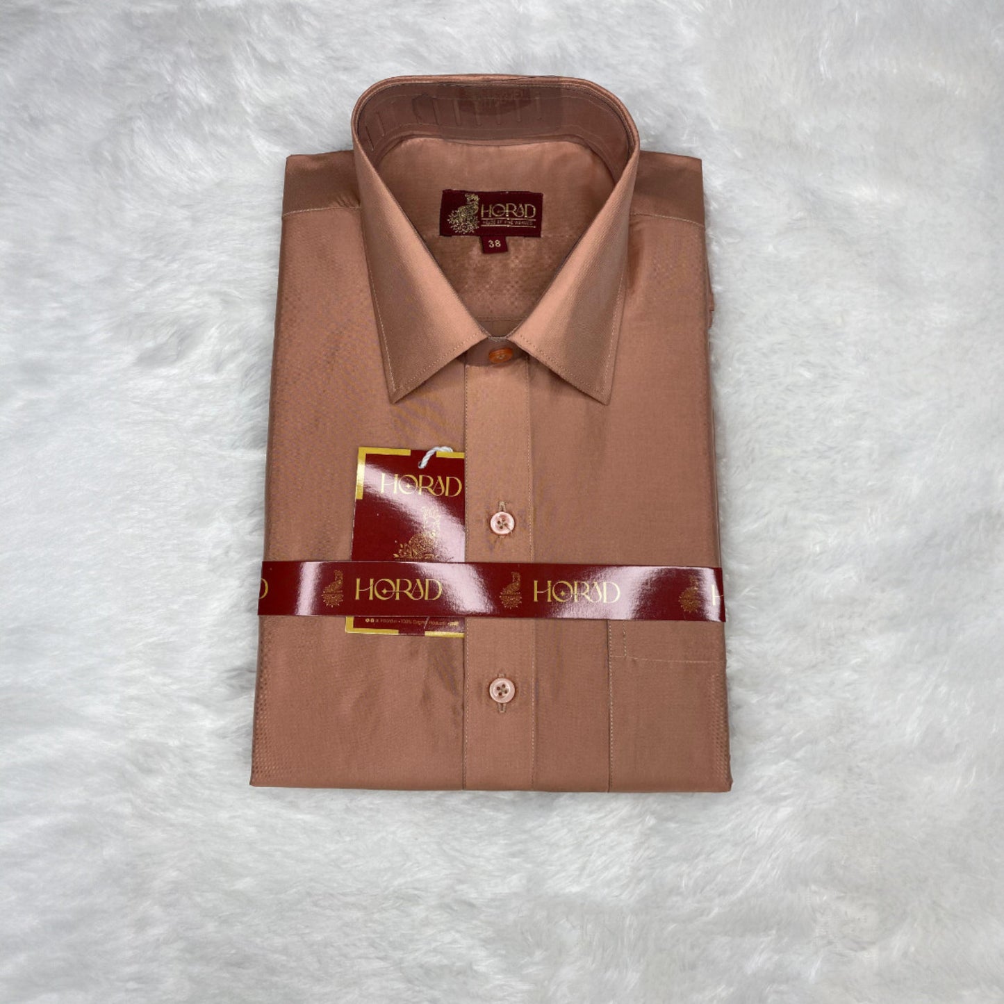 Horad Premium Art Silk Dad and Son Copper Shirt + Dhoti