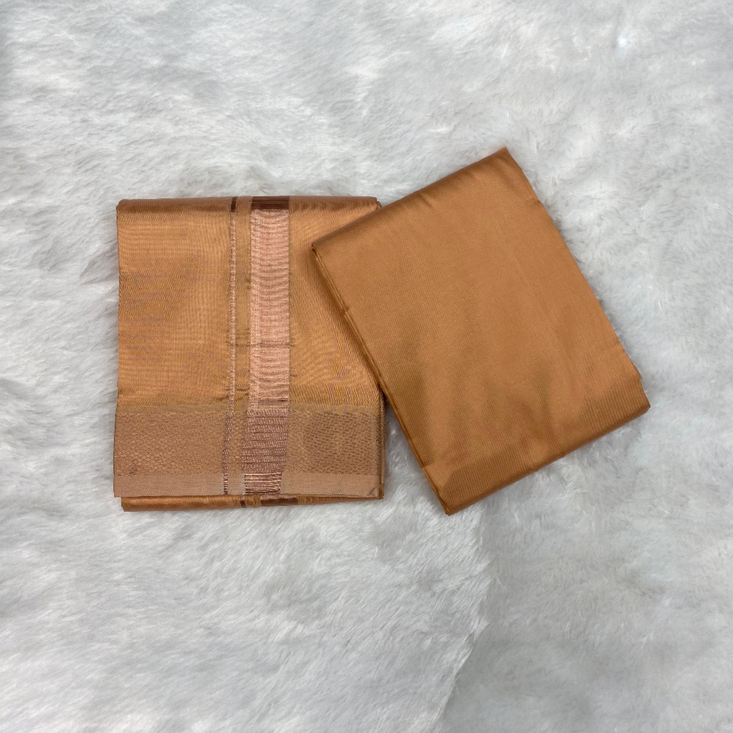 HORAD Premium Art Silk Light Copper Dhoti with Shirt Material