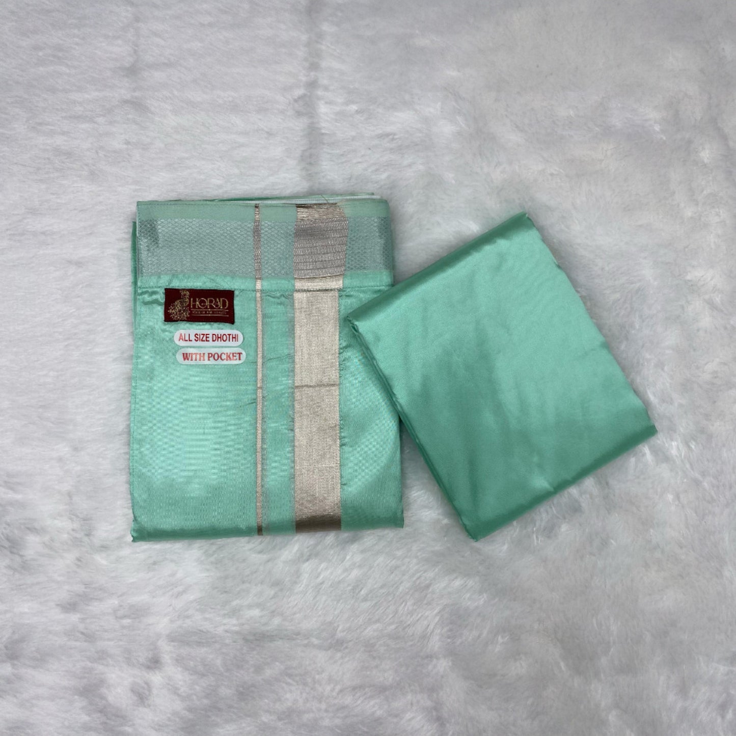 HORAD Premium Art Silk ML.Green Welcro Dhoti with Shirt Material