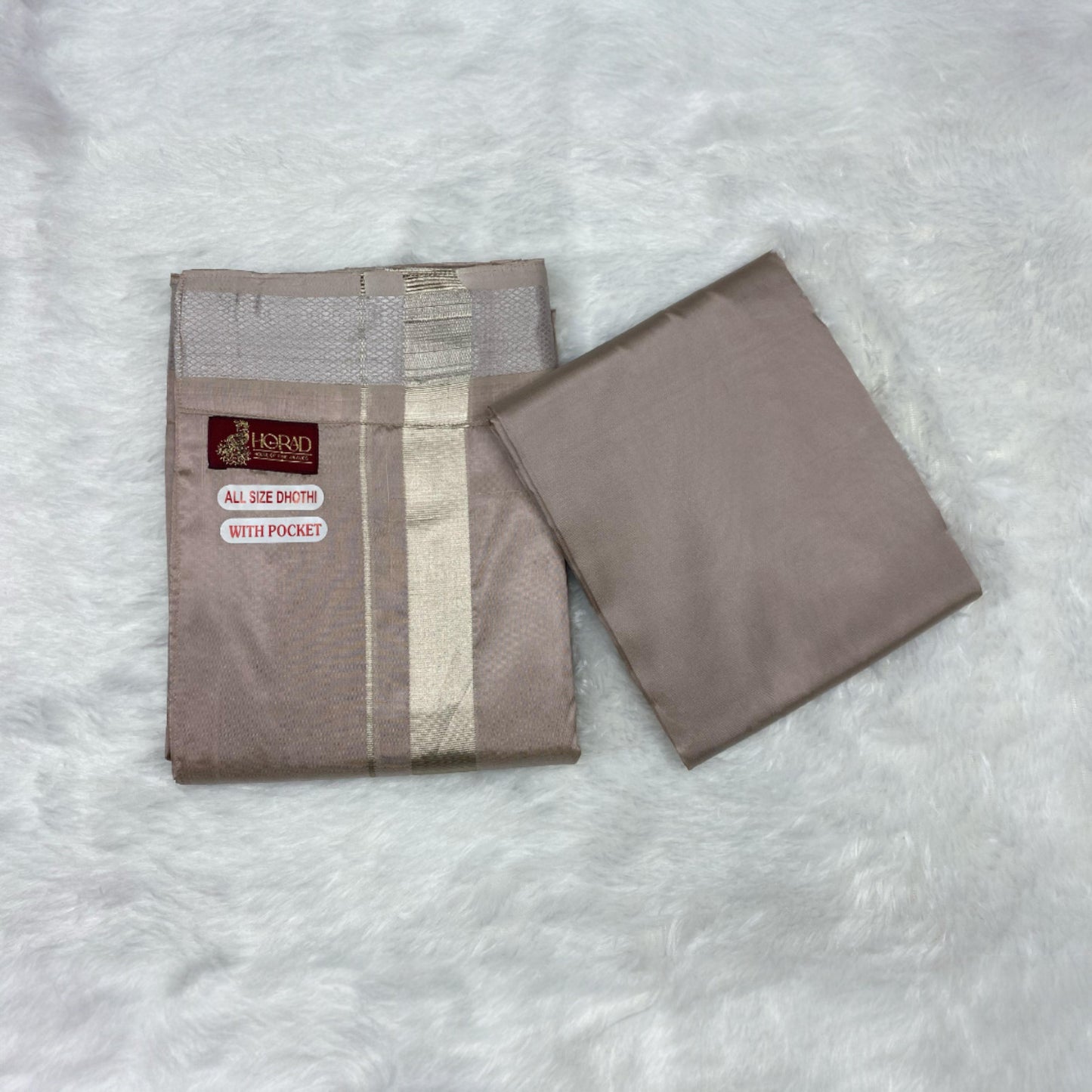 HORAD Premium Art Silk Sandstone Welcro Dhoti with Shirt Material
