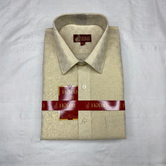 Horad Kora Cotton Tissue Gold Emboss Shirt  + Dhoti