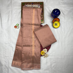HORAD Art Silk  Copper  Shirt Material + Copper Zari Dhoti