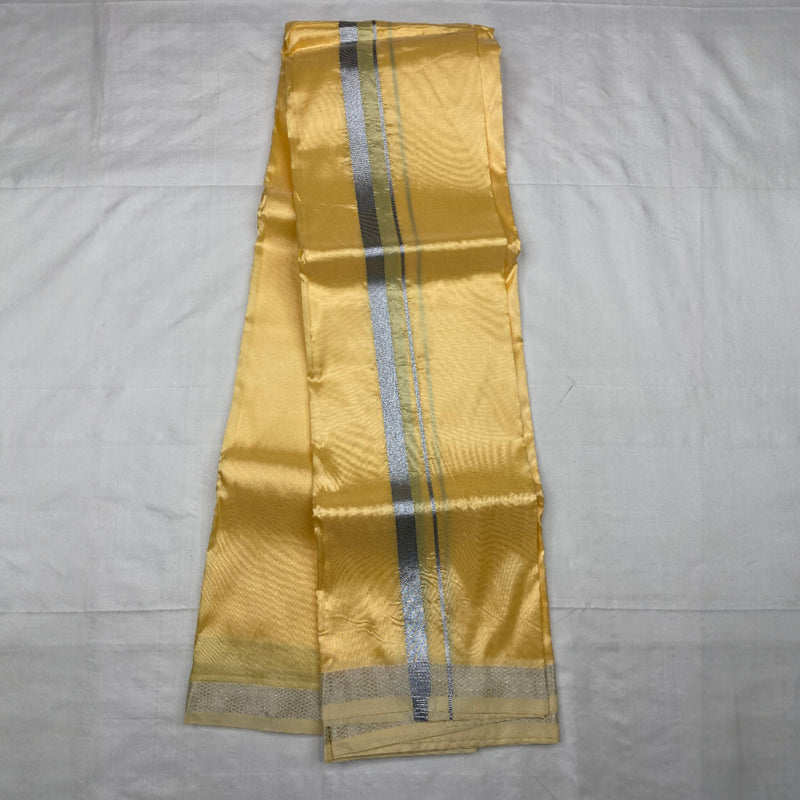 HORAD Art Silk  Champagne Shirt Material + Silver Zari Dhoti