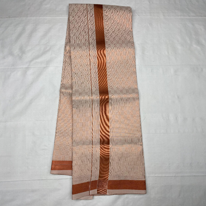 Horad Kora Cotton Tissue Copper Emboss Shirt  + Dhoti