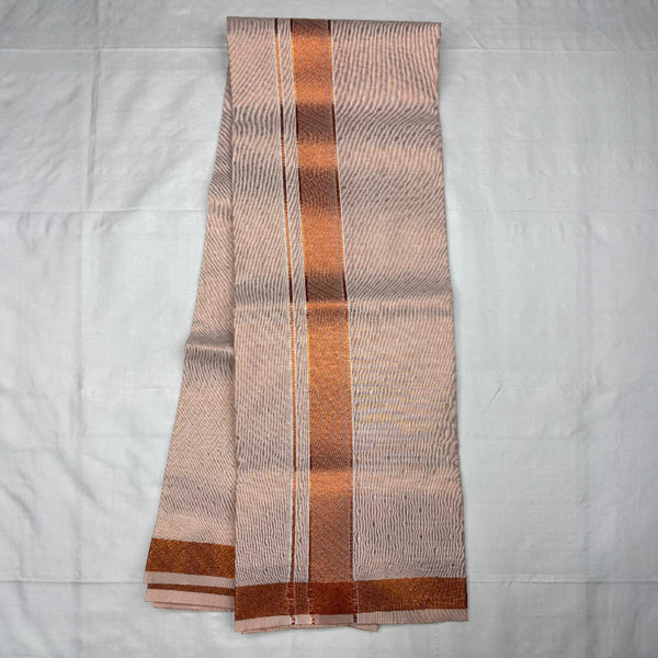 Horad Kora Cotton Tissue Copper Emboss Shirt  + Dhoti