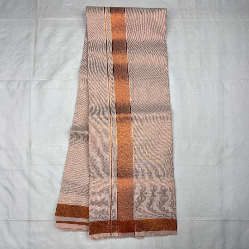 Horad Kora Cotton Tissue Copper Emboss Shirt  + Dhoti