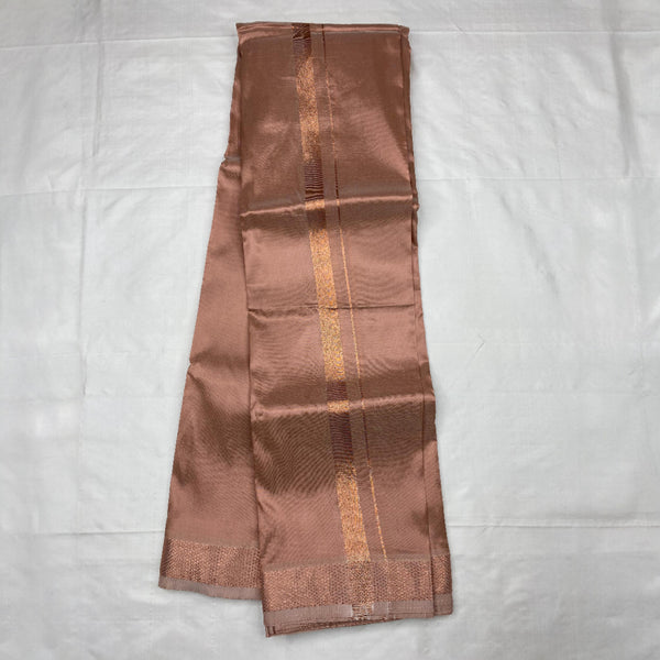 HORAD Art Silk  Copper  Shirt Material + Copper Zari Dhoti