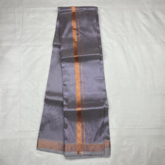 HORAD Art Silk  Dark Lavender Shirt Material + Copper Zari Dhoti