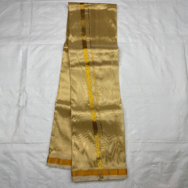 HORAD Art Silk  Light Gold  Shirt Material + Dhoti