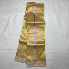 HORAD Art Silk  Light Gold  Shirt Material + Rose Gold Zari Dhoti