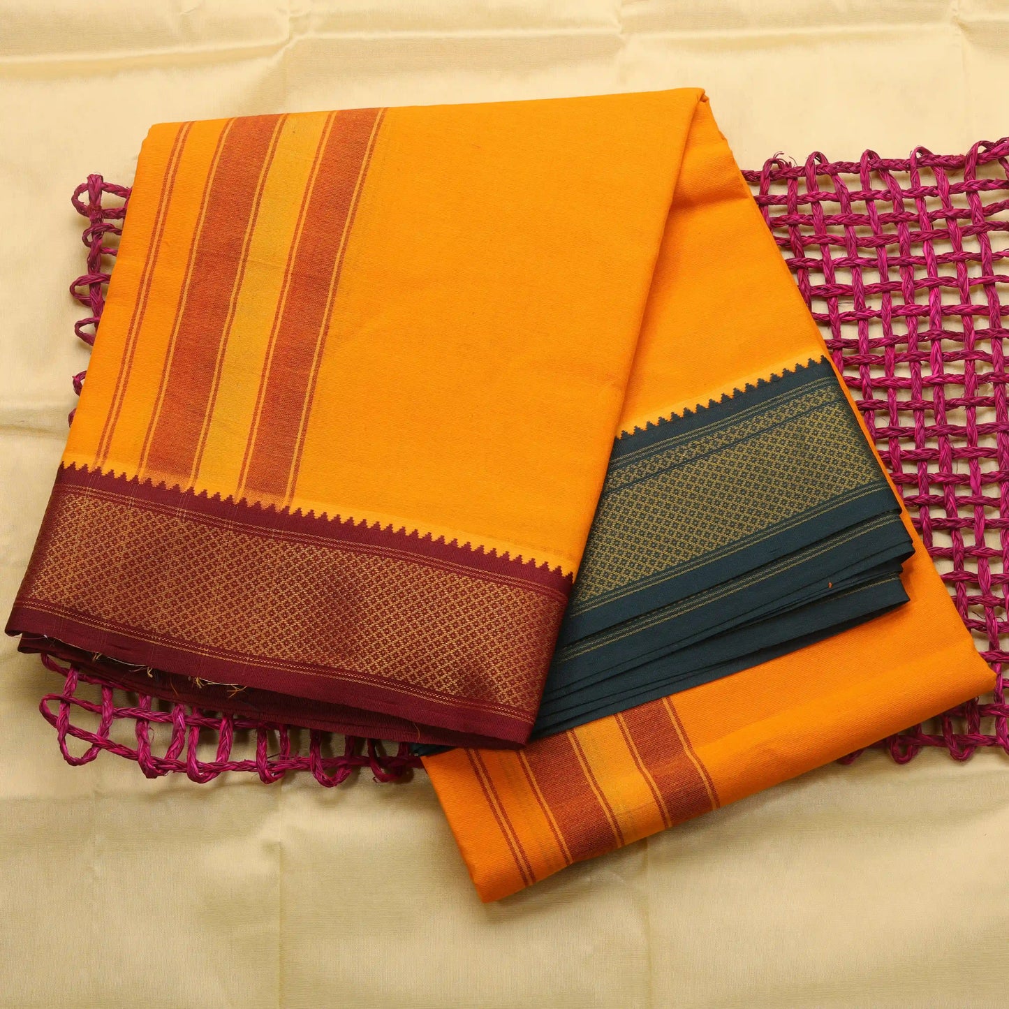 Horad Korvai Cotton Orange 10 KAN Dhoti
