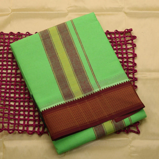 Horad Korvai Cotton Parrot Green 10 KAN Dhoti